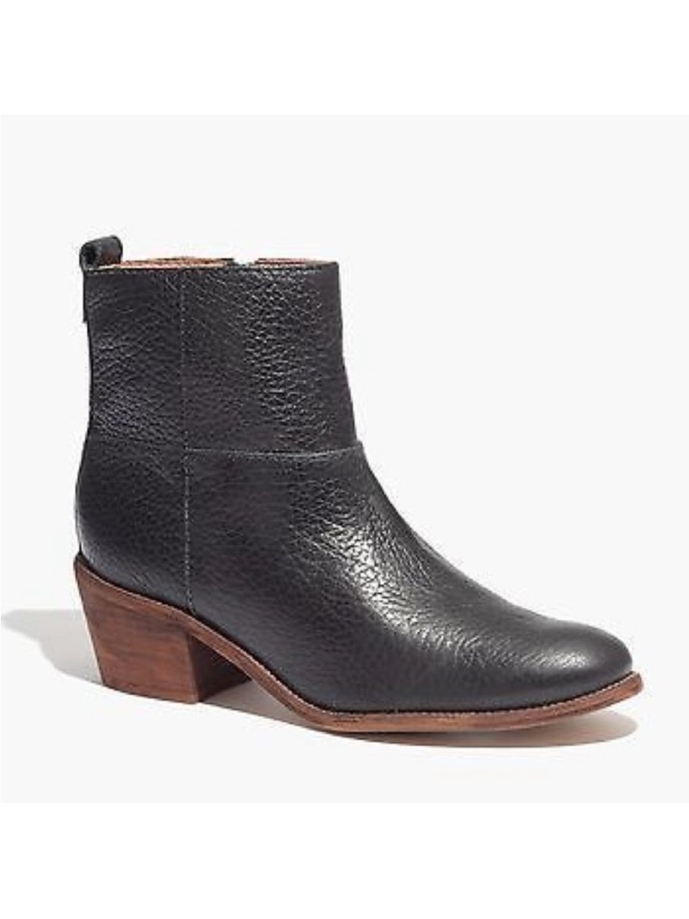 Madewell Perrie Black Pebbled Leather Ankle Boot Size: 6